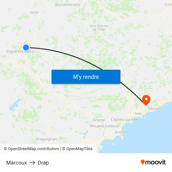 Marcoux to Drap map