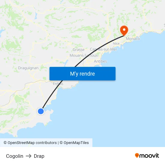 Cogolin to Drap map