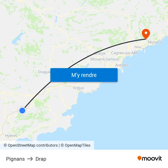 Pignans to Drap map