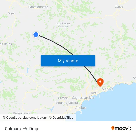 Colmars to Drap map