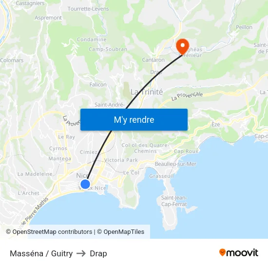 Masséna / Guitry to Drap map