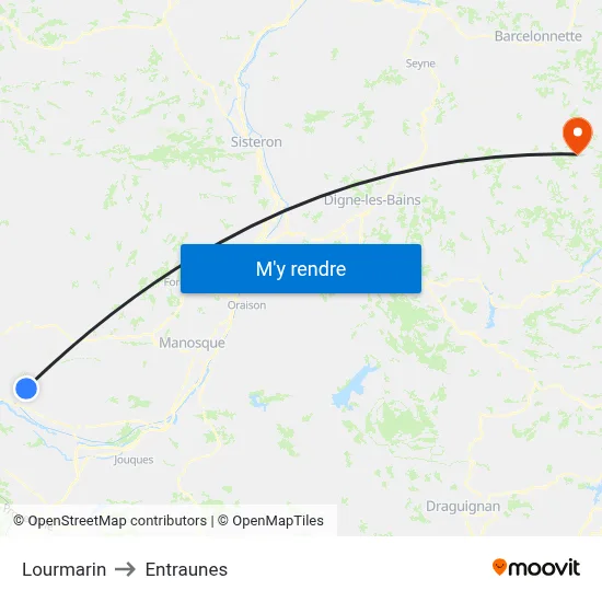 Lourmarin to Entraunes map