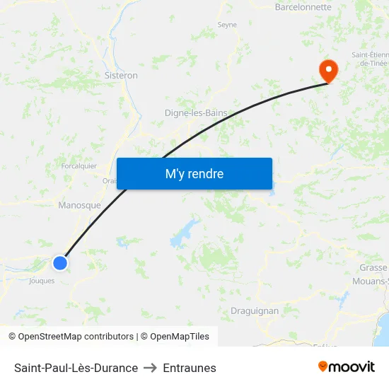 Saint-Paul-Lès-Durance to Entraunes map