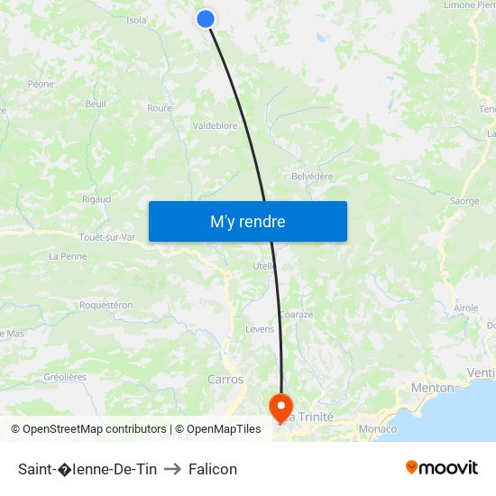 Saint-�Ienne-De-Tin to Falicon map