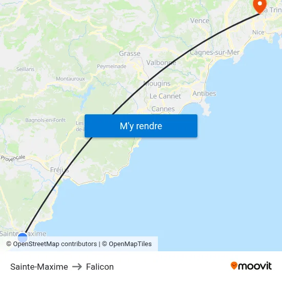 Sainte-Maxime to Falicon map