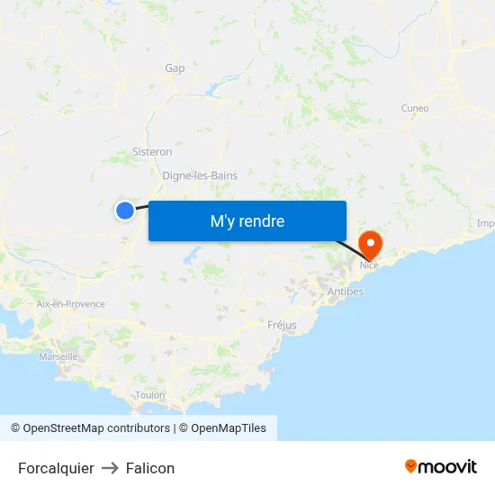 Forcalquier to Falicon map