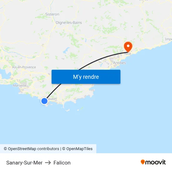 Sanary-Sur-Mer to Falicon map