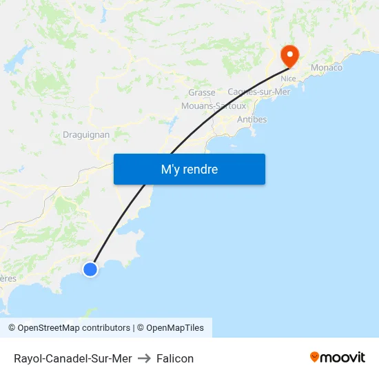 Rayol-Canadel-Sur-Mer to Falicon map
