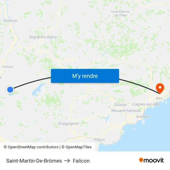 Saint-Martin-De-Brômes to Falicon map