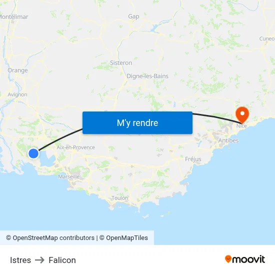 Istres to Falicon map