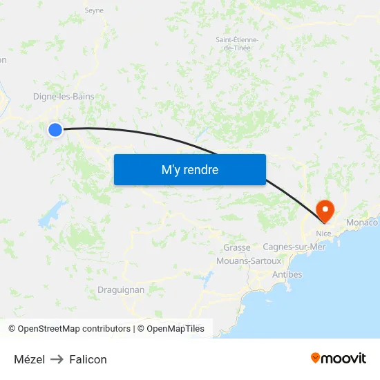 Mézel to Falicon map