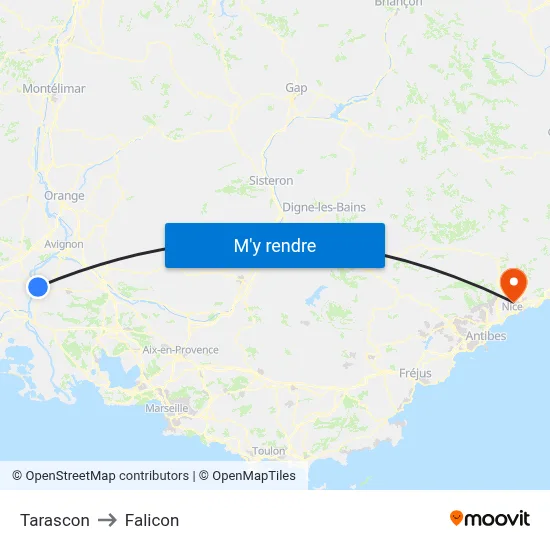 Tarascon to Falicon map