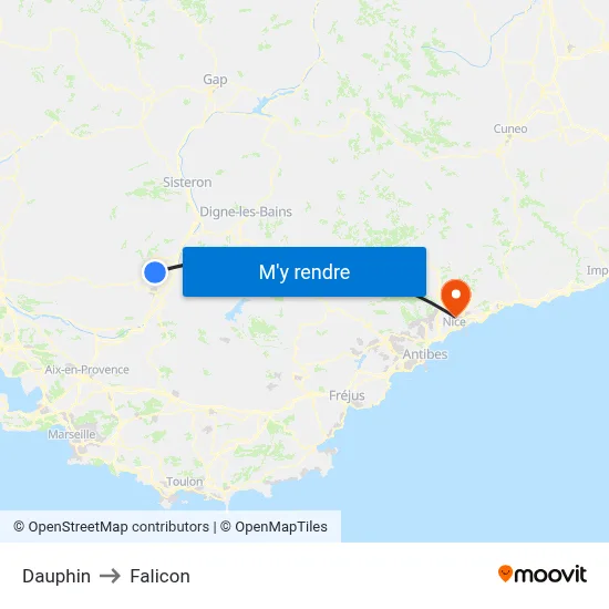 Dauphin to Falicon map