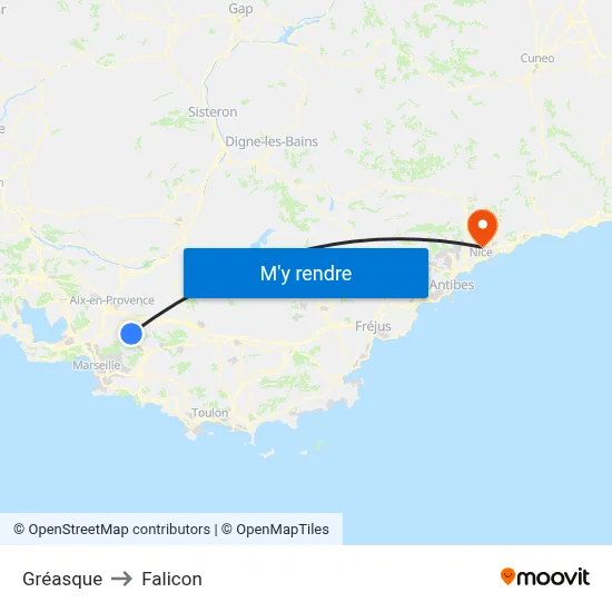 Gréasque to Falicon map