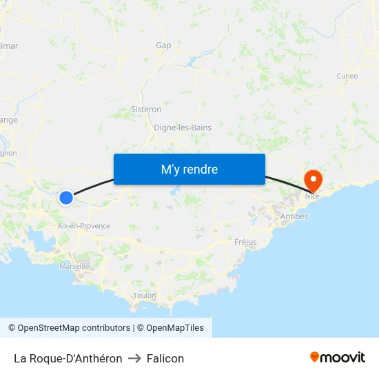 La Roque-D'Anthéron to Falicon map