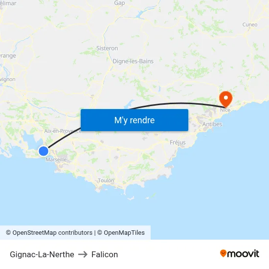 Gignac-La-Nerthe to Falicon map