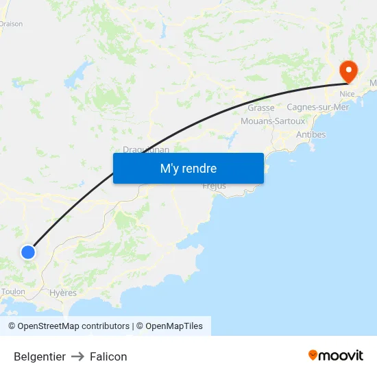 Belgentier to Falicon map