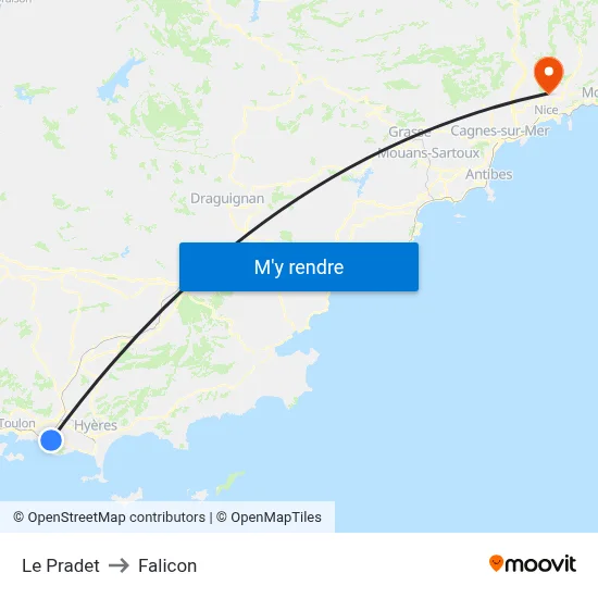 Le Pradet to Falicon map