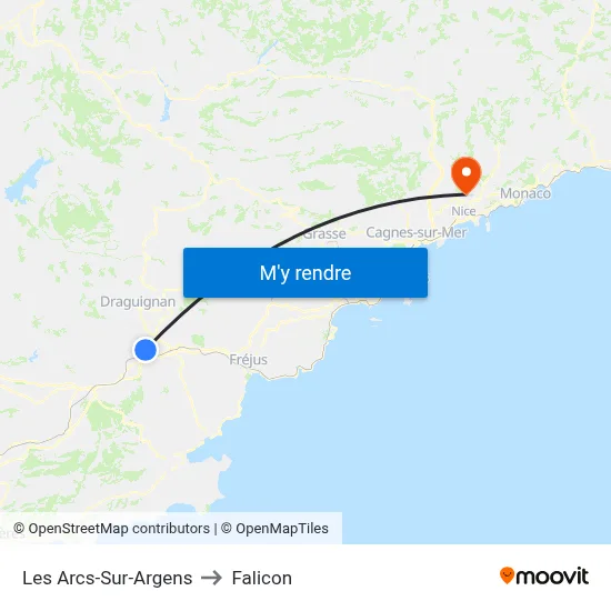 Les Arcs-Sur-Argens to Falicon map