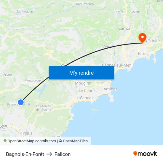 Bagnols-En-Forêt to Falicon map