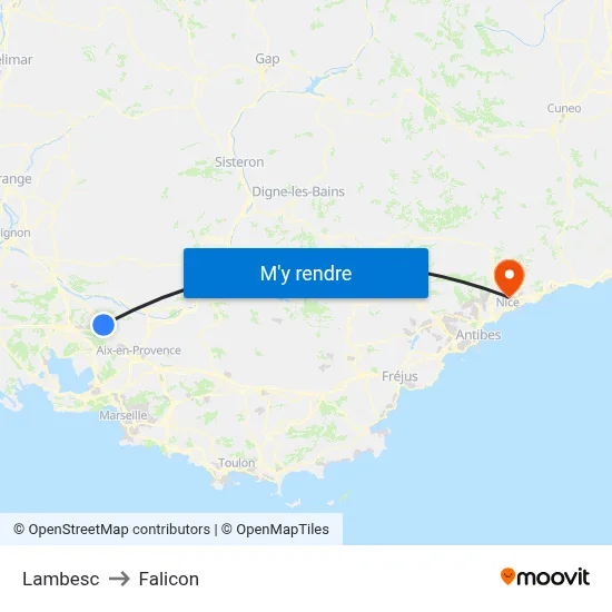 Lambesc to Falicon map