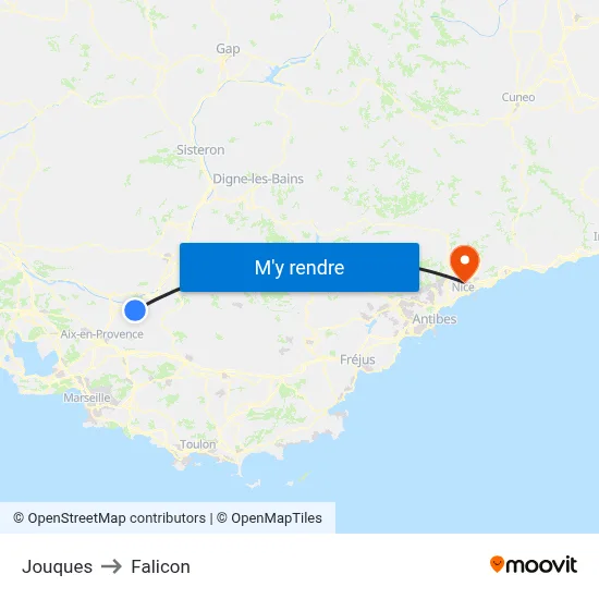 Jouques to Falicon map