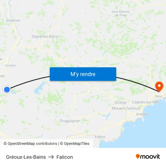 Gréoux-Les-Bains to Falicon map