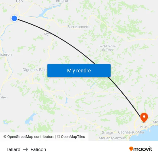 Tallard to Falicon map
