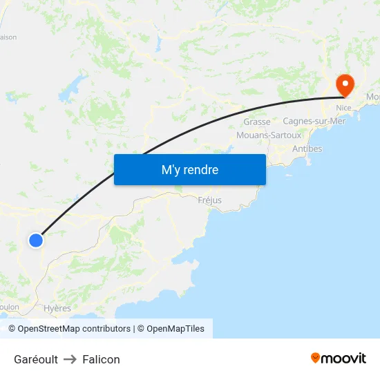 Garéoult to Falicon map