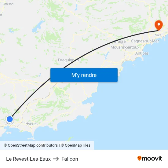 Le Revest-Les-Eaux to Falicon map