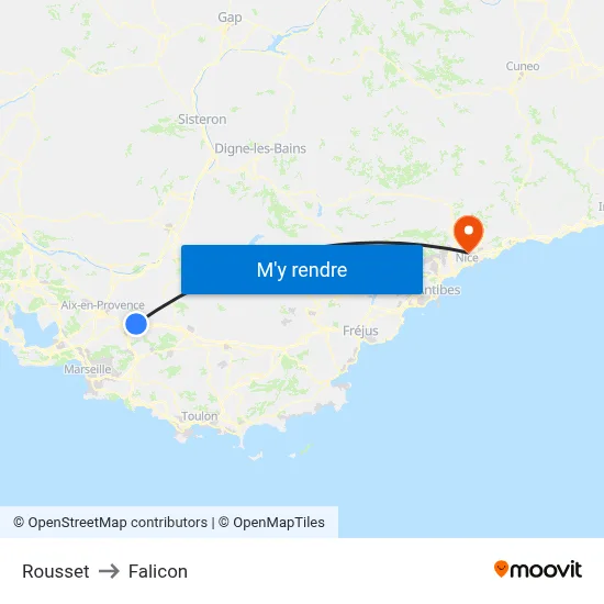 Rousset to Falicon map
