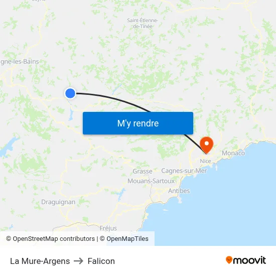 La Mure-Argens to Falicon map