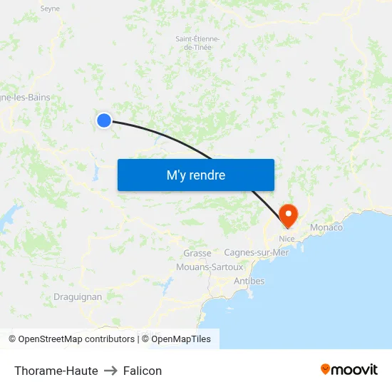 Thorame-Haute to Falicon map