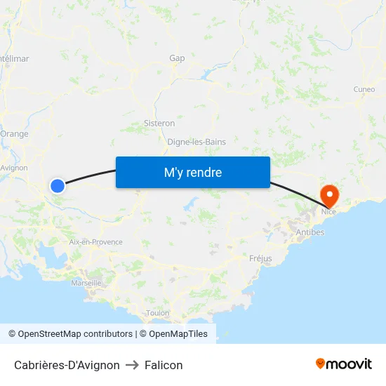Cabrières-D'Avignon to Falicon map