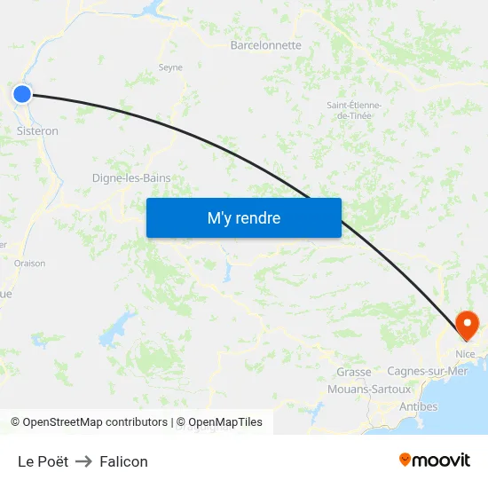 Le Poët to Falicon map