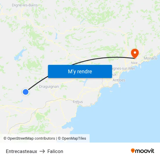 Entrecasteaux to Falicon map