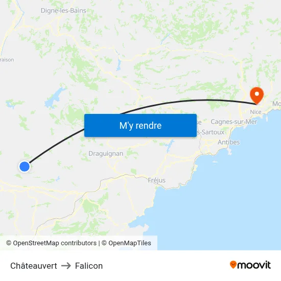 Châteauvert to Falicon map