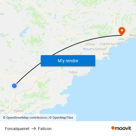 Forcalqueiret to Falicon map