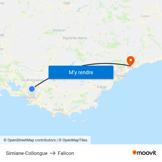 Simiane-Collongue to Falicon map