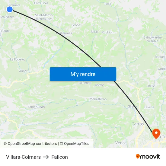 Villars-Colmars to Falicon map