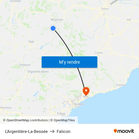 L'Argentière-La-Bessée to Falicon map