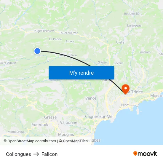 Collongues to Falicon map
