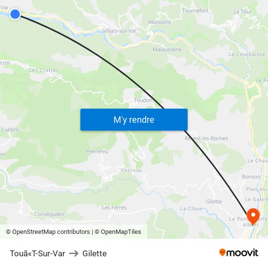 Touã«T-Sur-Var to Gilette map