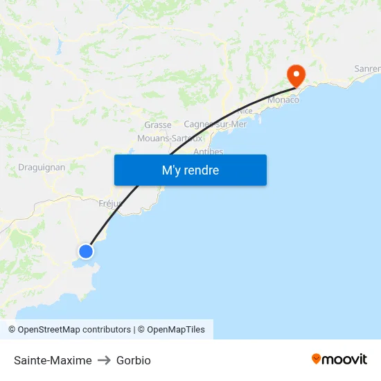 Sainte-Maxime to Gorbio map
