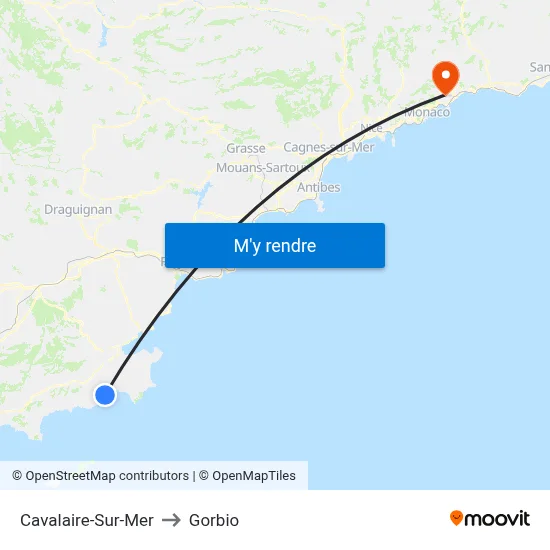Cavalaire-Sur-Mer to Gorbio map
