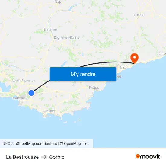 La Destrousse to Gorbio map