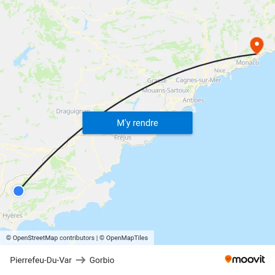 Pierrefeu-Du-Var to Gorbio map