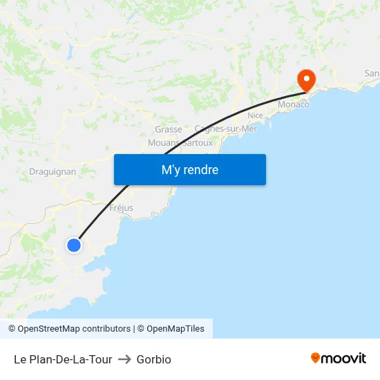 Le Plan-De-La-Tour to Gorbio map