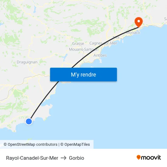 Rayol-Canadel-Sur-Mer to Gorbio map