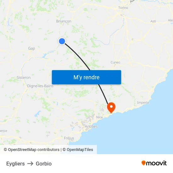 Eygliers to Gorbio map